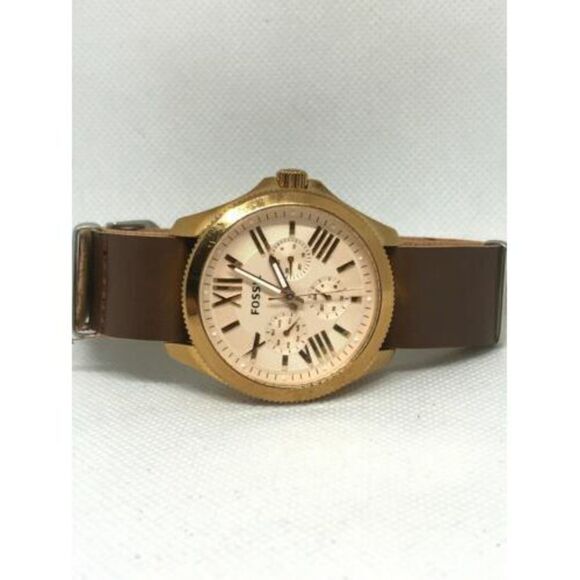 Fossil AM4511 Cecile Womens Brown Leather Analog Rose Gold Dial Quartz Watch Ff1 - Picture 3 of 9